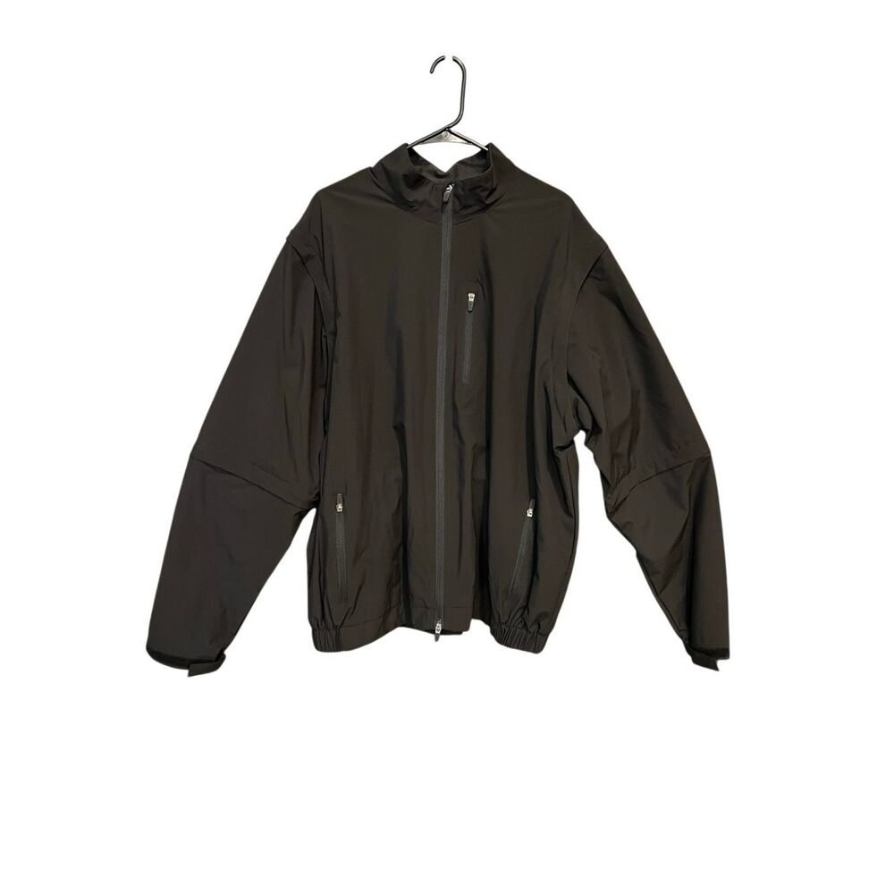 Walter Hagen Men's Windbreaker Zip Off Sleeves Hydro Halt Golf Jacket Black XL